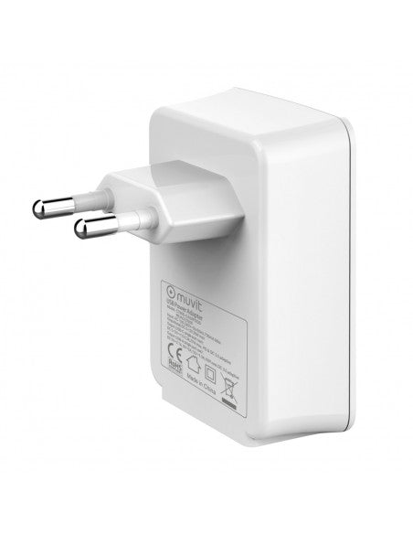 Transformador Muvit 1 USB QC3.0 18W max + Tipo C PD QC 3.0 27W. Para IPhone 12