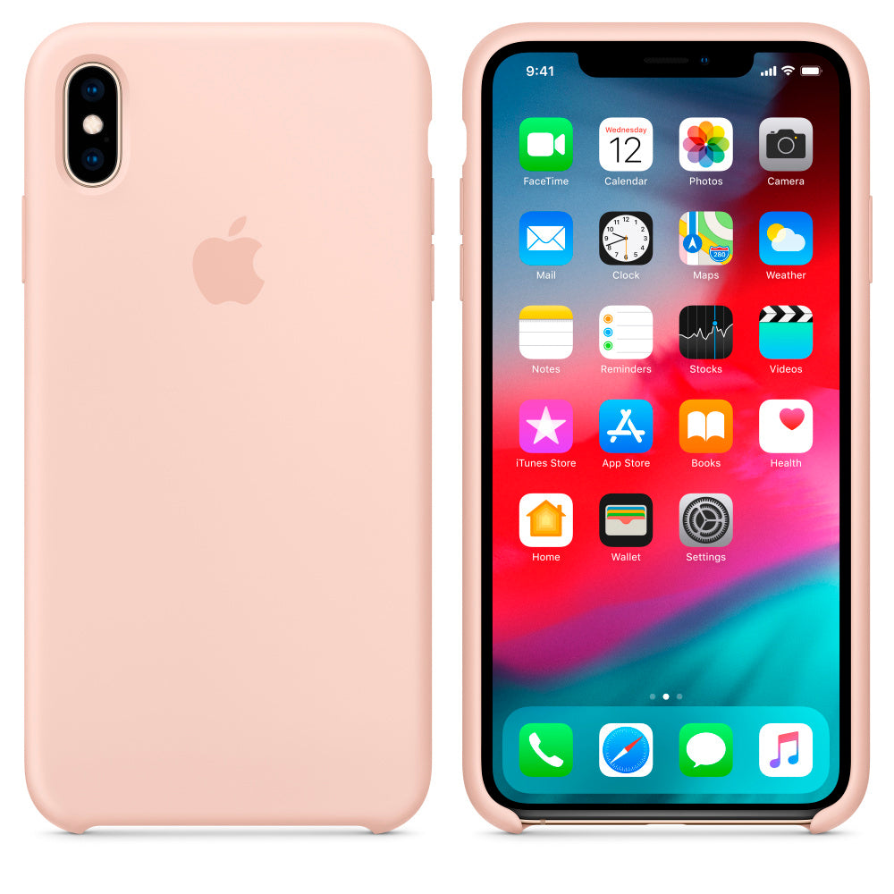 Funda original Apple para Apple iPhone XS Max Silicona color rosa arena