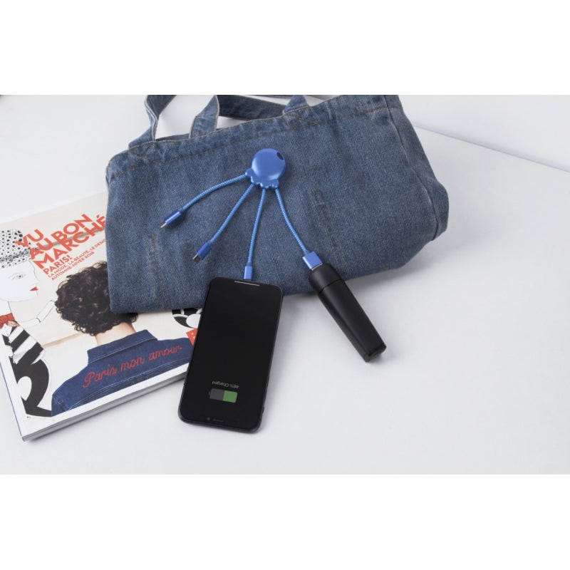 Adaptador USB multiconector Xoopar Octopus orificio para llavero azul metalizado