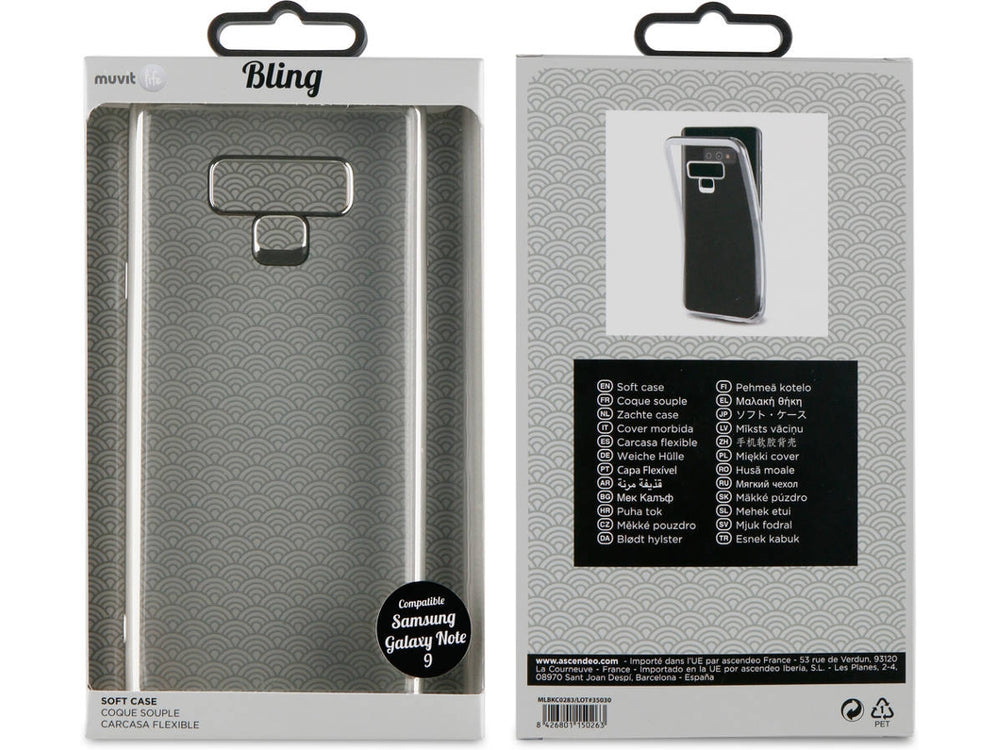 Carcasa Muvit Life Bling transparente para Samsung Galaxy Note 9.