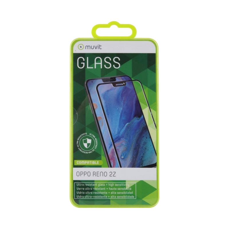 Protector de Pantalla Muvit para Oppo Reno 2Z vidrio templado plano marco negro