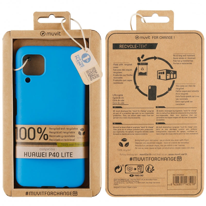 Carcasa Muvit for change para Huawei P40 Lite recycletek galaxy azul.