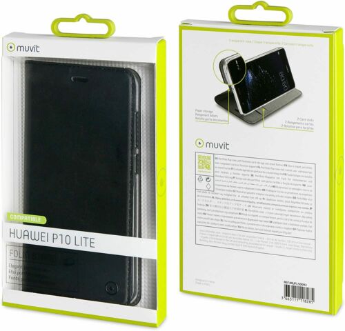 Funda Muvit Folio con Función Soporte y Tarjetero para Huawei P10 Lite negro
