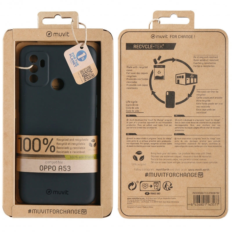 Funda Muvit for Change para Oppo A53/A53S recycletek negra.