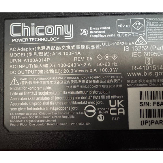 Cargador Original Chicony A16-100P1A 20V 5A 100W