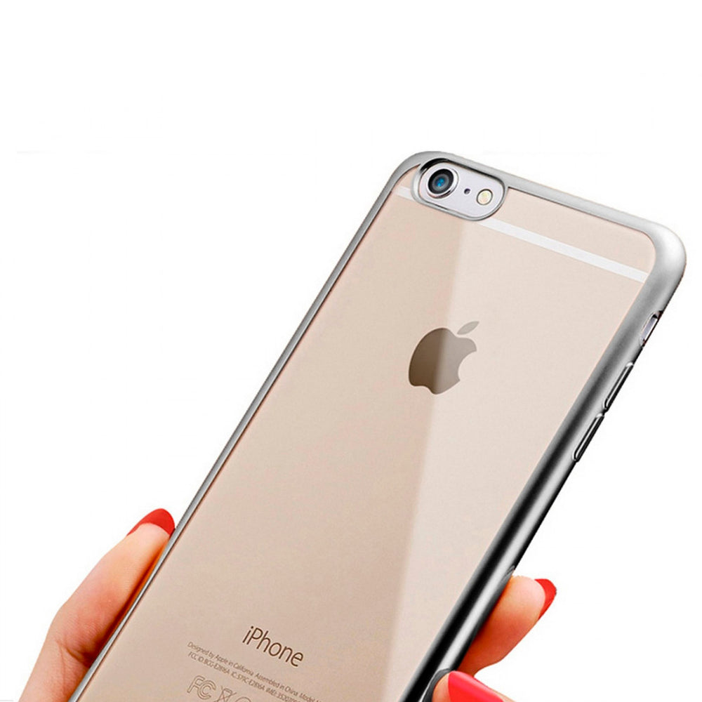 Funda Muvit Life Bling para Apple iPhone 6/6s Transparente con Marco Plata.