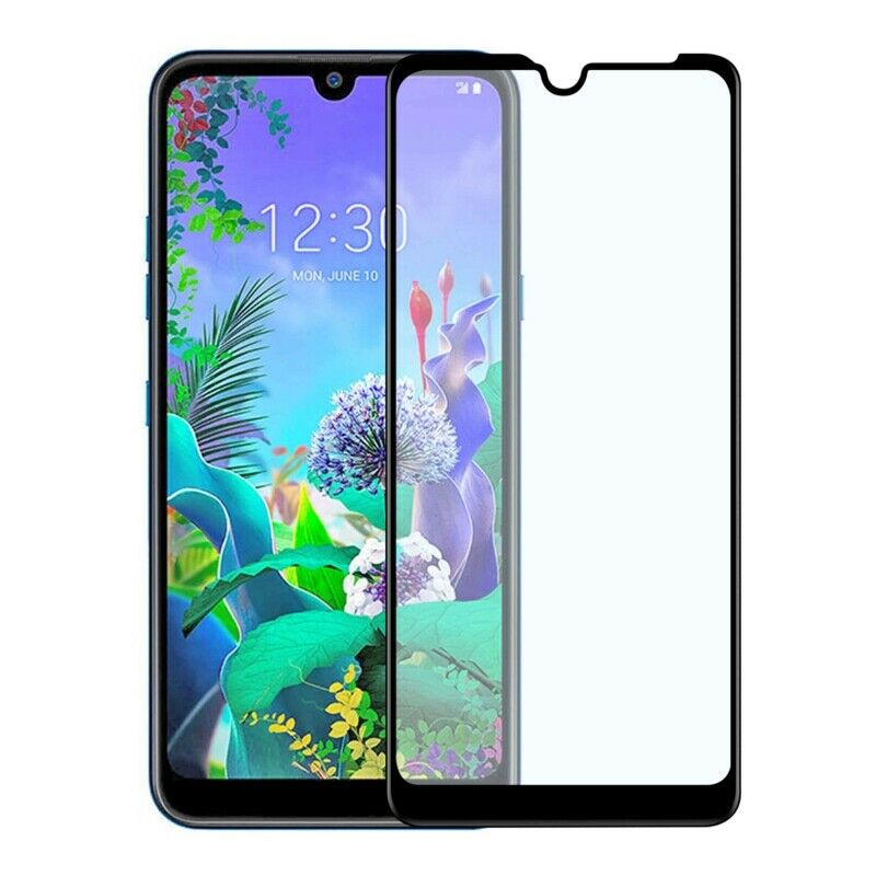 Protector pantalla Muvit para LG Q60 vidrio templado plano marco negro.