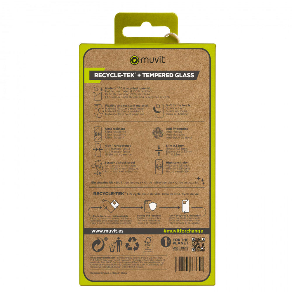 Pack Muvit for Change Oppo 38 4G funda+protector pantalla vidrio templado plano