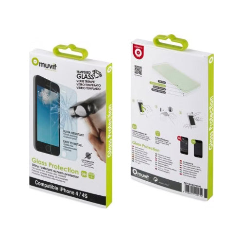 Protector de pantalla Muvit para Apple iPhone 4/4S vidrio templado plano.