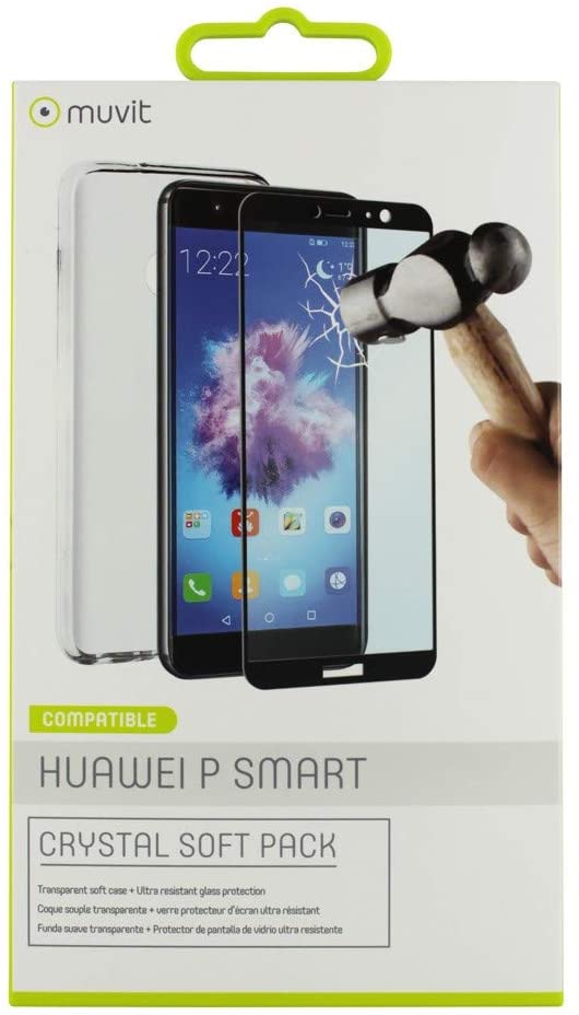 Pack Muvit Huawei P Smart funda Cristal Soft transparente+protector de pantalla