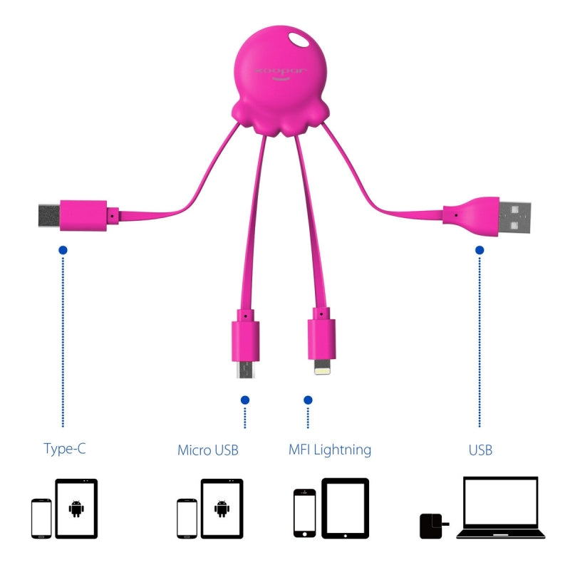 Adaptador USB multiconector Xoopar Octopus orificio para llavero rosa