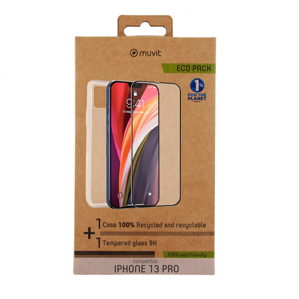 Pack Muvit for Change Apple iPhone 13 Pro funda cristal soft+protector pantalla