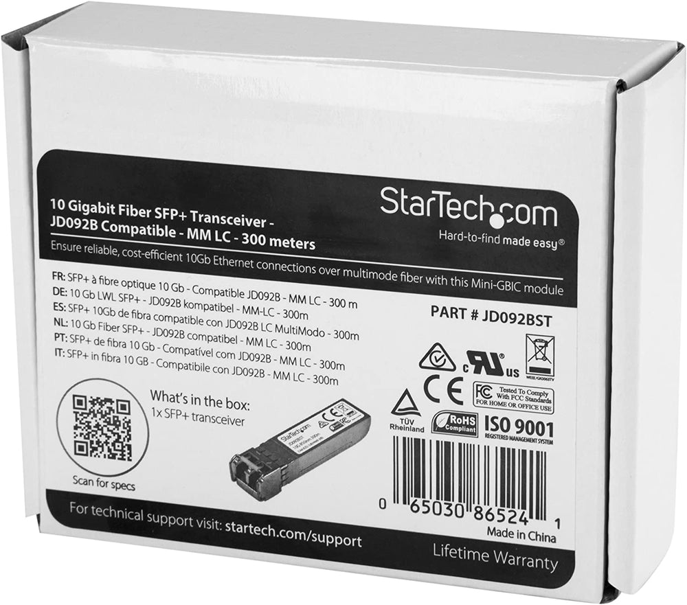 Módulo Transceptor Startech SFP+ JD092BST Compatible JD092 10GBASE-SR
