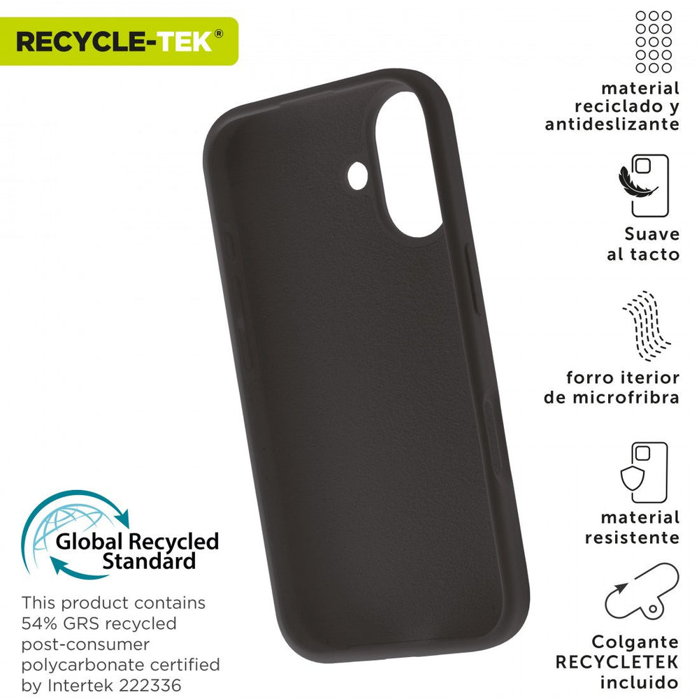 Funda Muvit for Change recycletek Liquid Silicone para Apple iPhone 16 negra