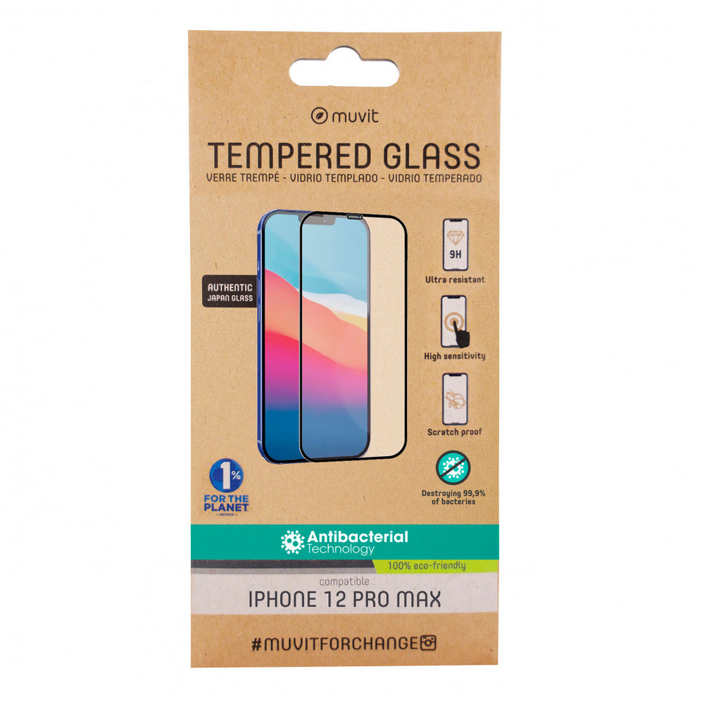 Protector de pantalla Muvit for change iPhone 12 Pro Max vidrio templado plano.