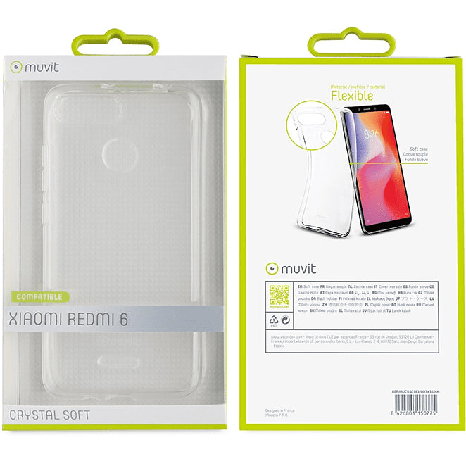 Funda Muvit Cristal Soft para Xiaomi Redmi 6 transparente.