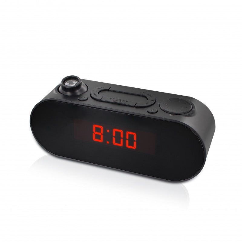 Radio reloj Metronic FM con proyección de alarma dual – Negro Usada