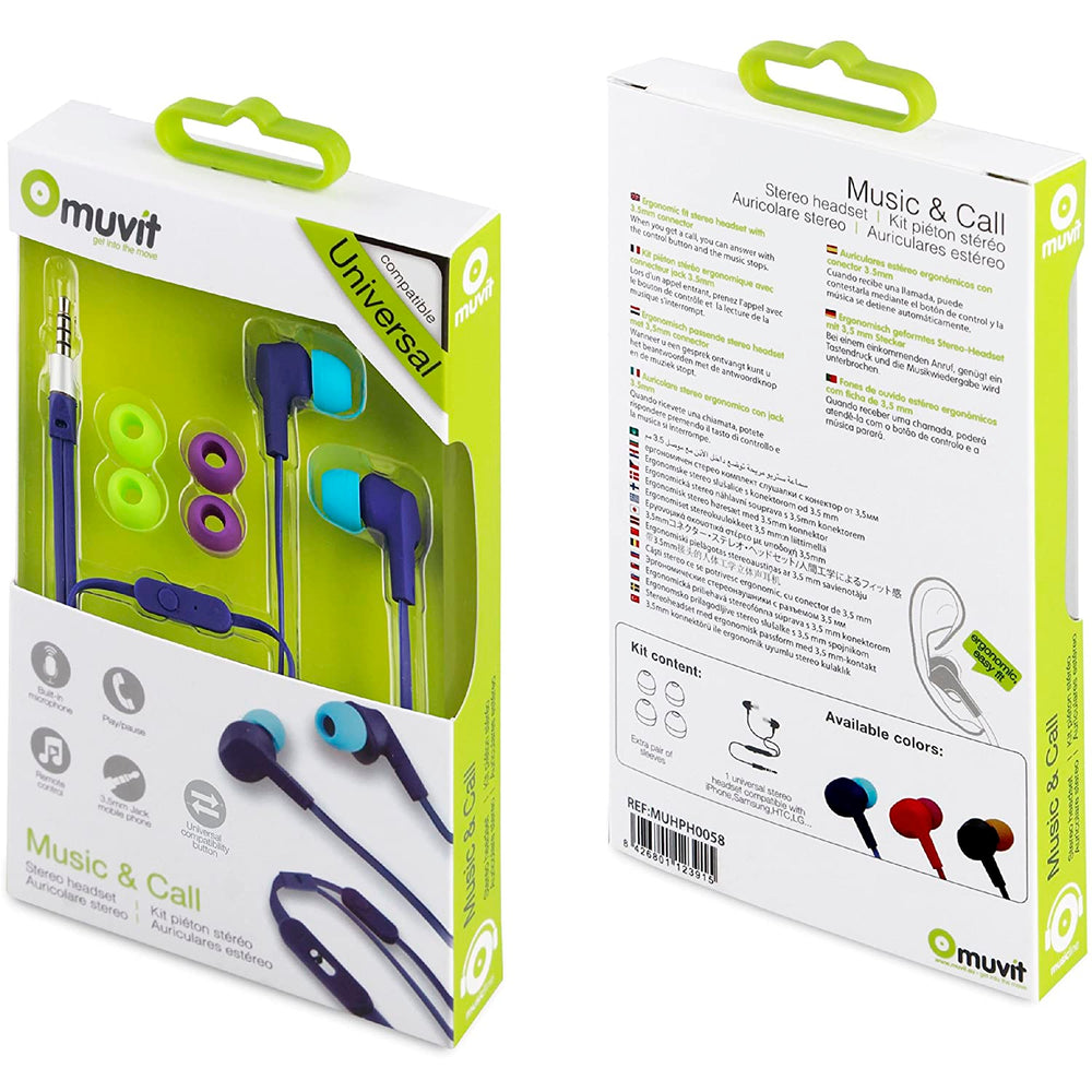 Auriculares in-Ear estéreo Muvit MUHPH0058 color azul.