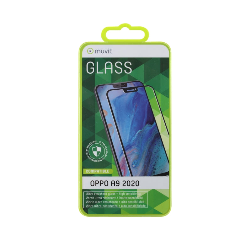 Protector de Pantalla Muvit para Oppo A9 2020 vidrio templado plano marco negro