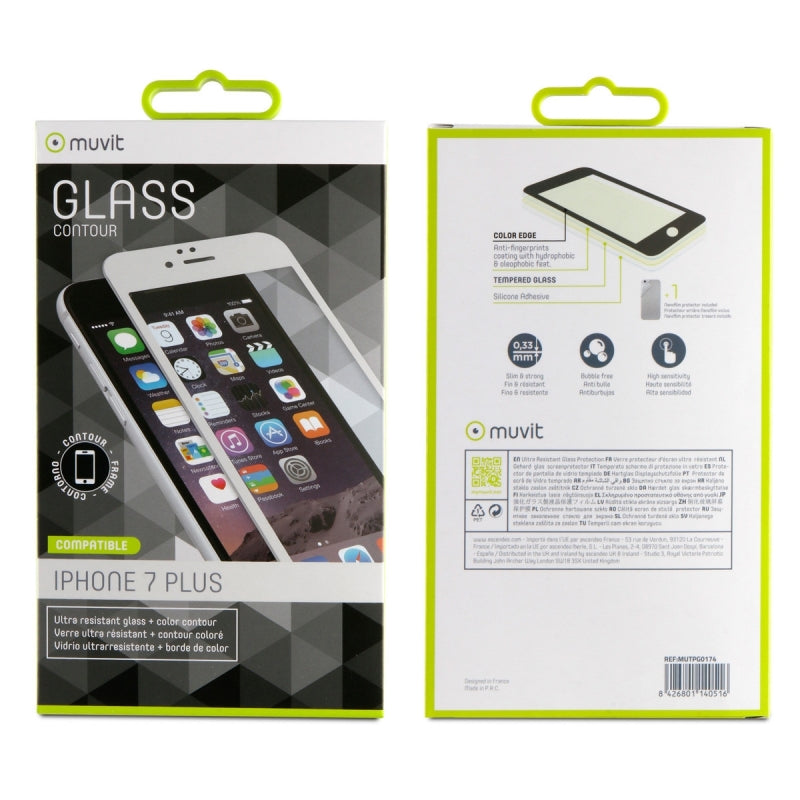 Protector pantalla Muvit para Apple iPhone 7 Plus vidrio templado *Solo cristal*