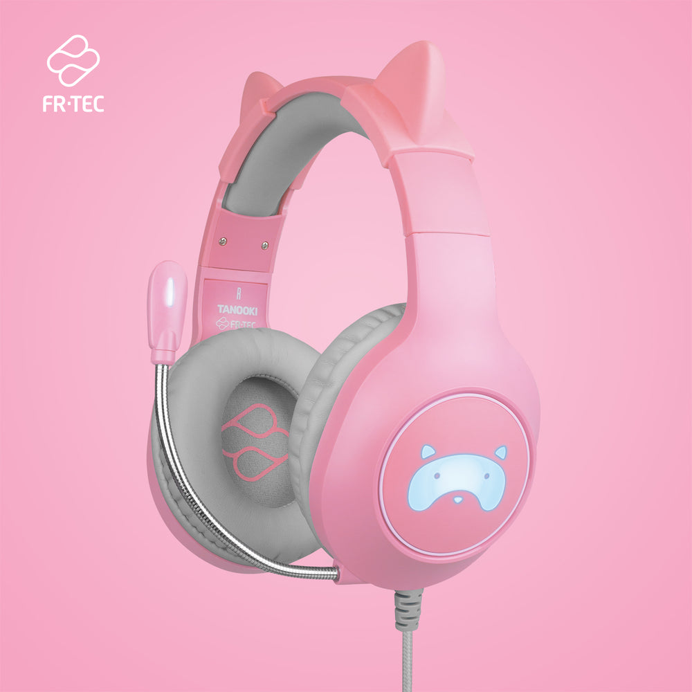 Auriculares TANOOKI Rosa con Orejas de Gato FR-TEC Multiplataforma