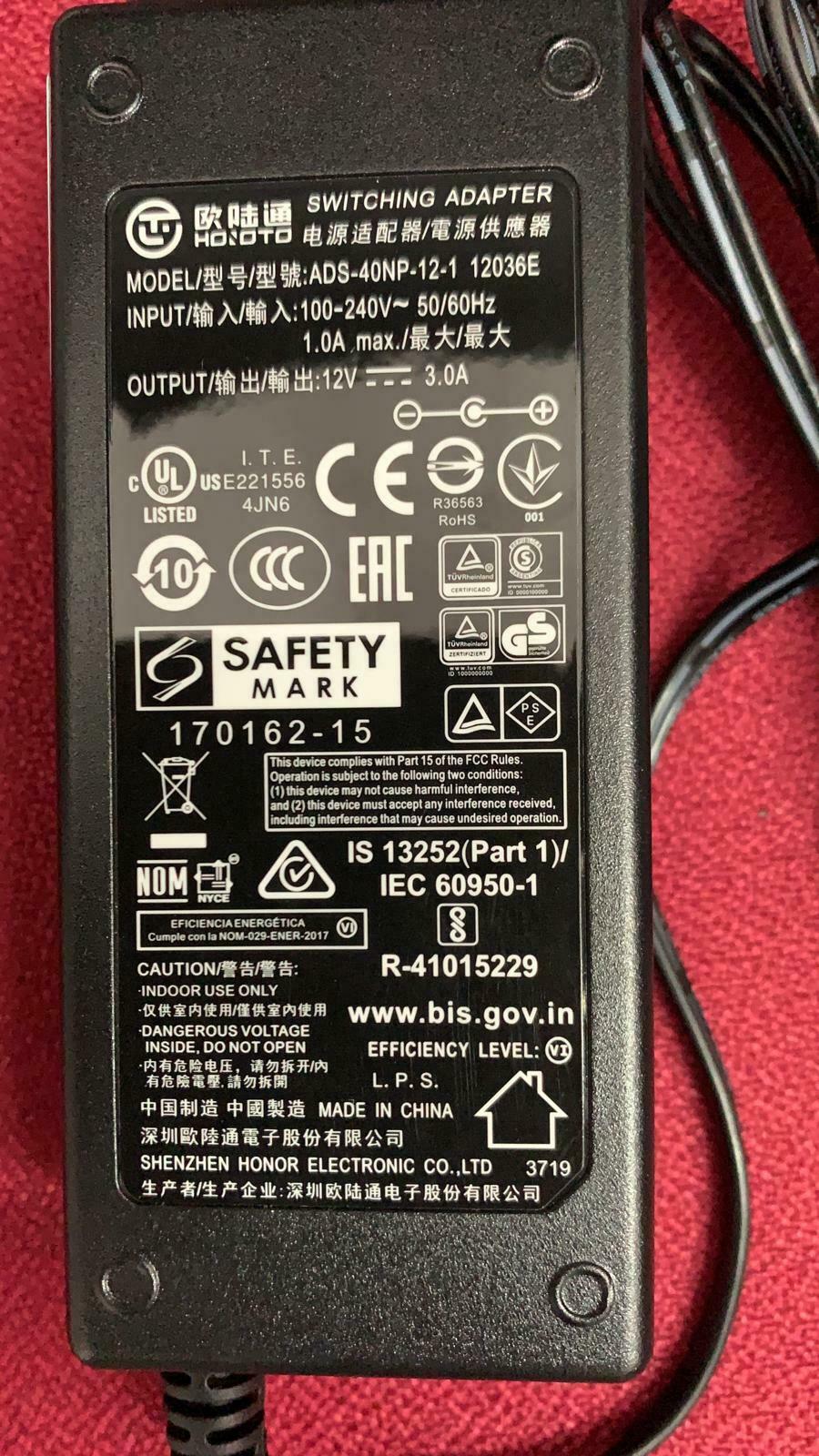 Adaptador de corriente HONOTO Modelo ADS-40NP-12-1 12036E