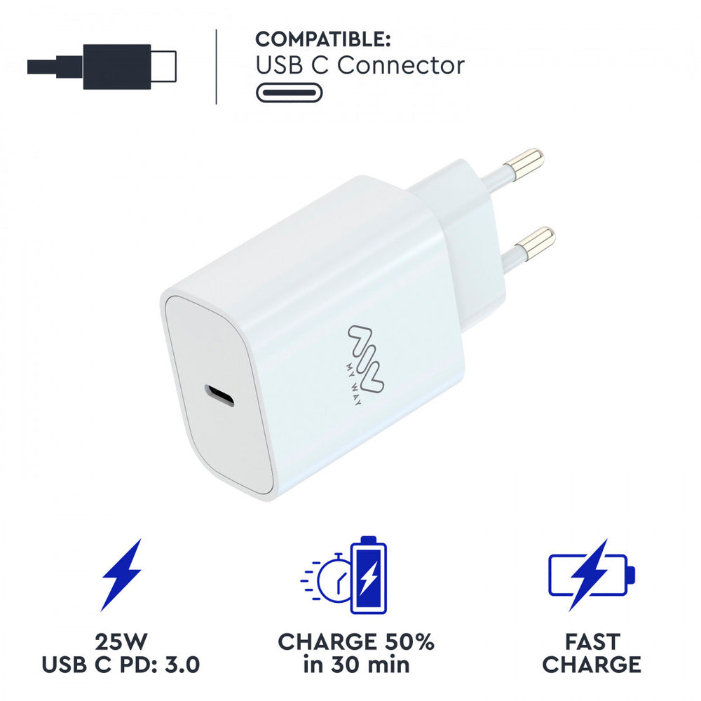 Cargador de Pared Myway Tipo C PD 25W blanco