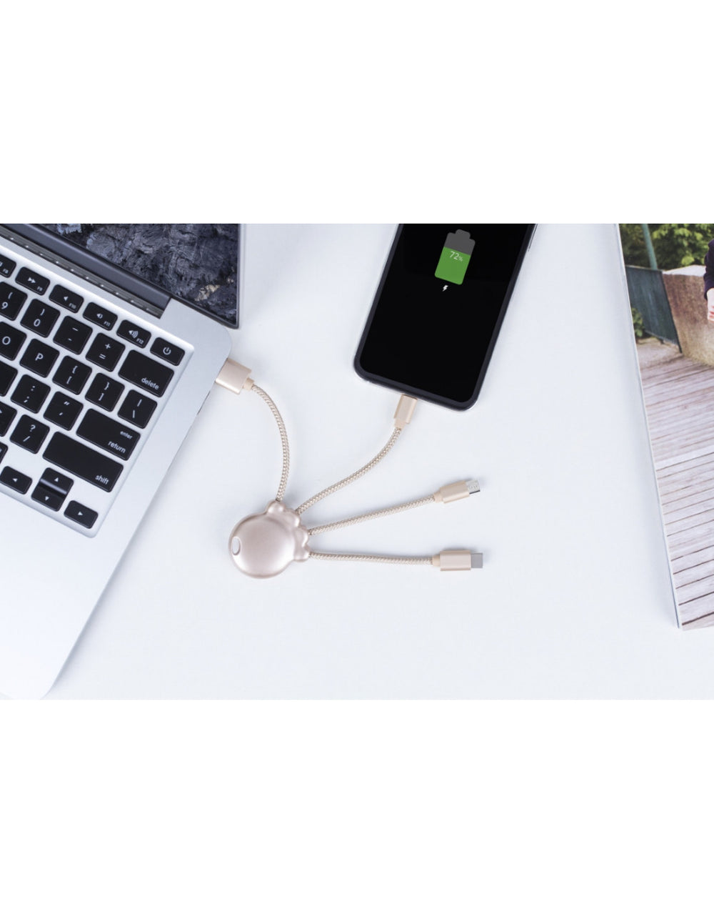 Adaptador USB multiconector Xoopar Octopus orificio para llavero oro metalizado