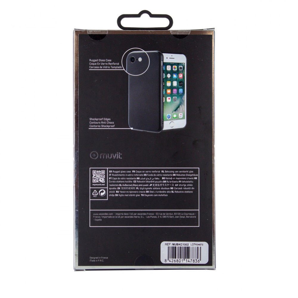 Funda Muvit Skin para Apple iPhone SE/8/7 vidrio templado marco rosa