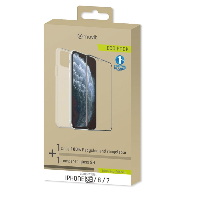 Pack Muvit for change Apple iPhone SE/8/7 funda Cristal Soft+protector pantalla