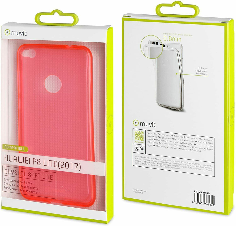 Funda Muvit Cristal Soft para Huawei P8 Lite 2017 color rosa.