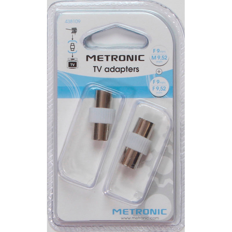 Repartidor Metronic TV 438109 Set de 2 conectores hembra/macho hembra/hembra 9mm