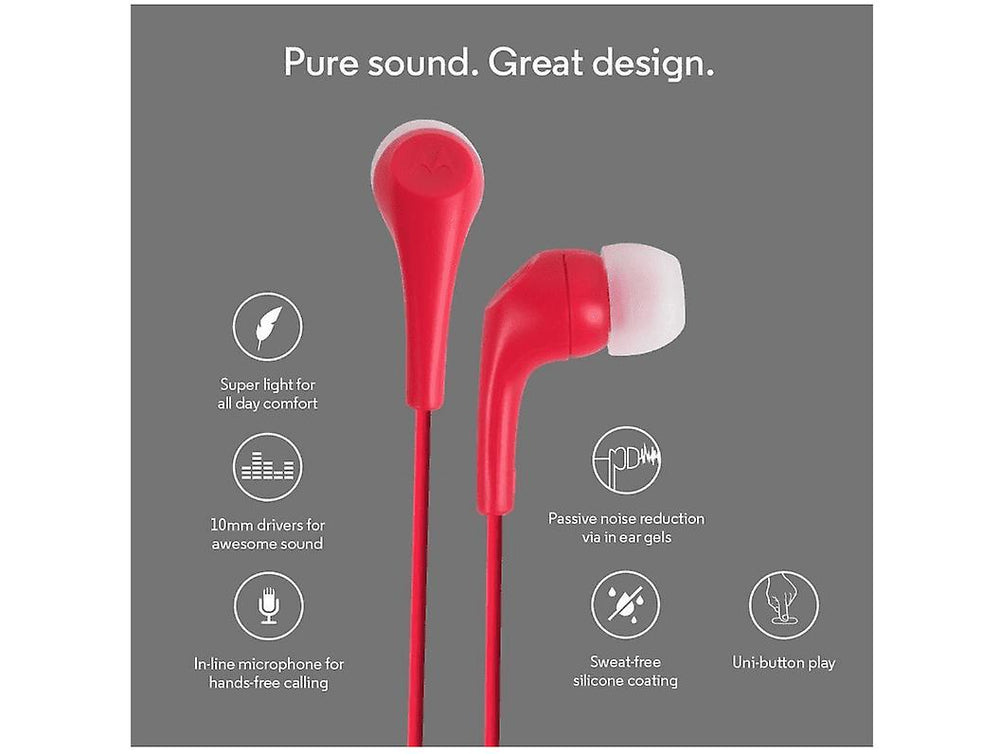 Auriculares Motorola Earbuds 2 color rojo.