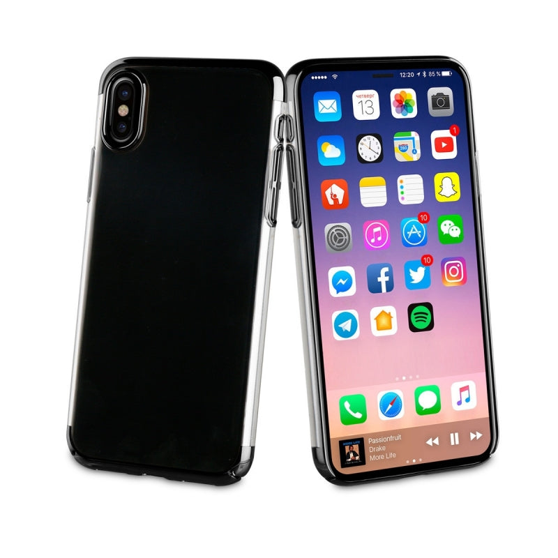 Carcasa Muvit Cristal Apple iPhone Xs/X bordes electoplating negra.