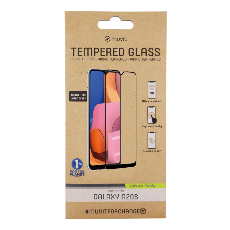 Protector pantalla Muvit for change Samsung Galaxy A20s vidrio templado plano.