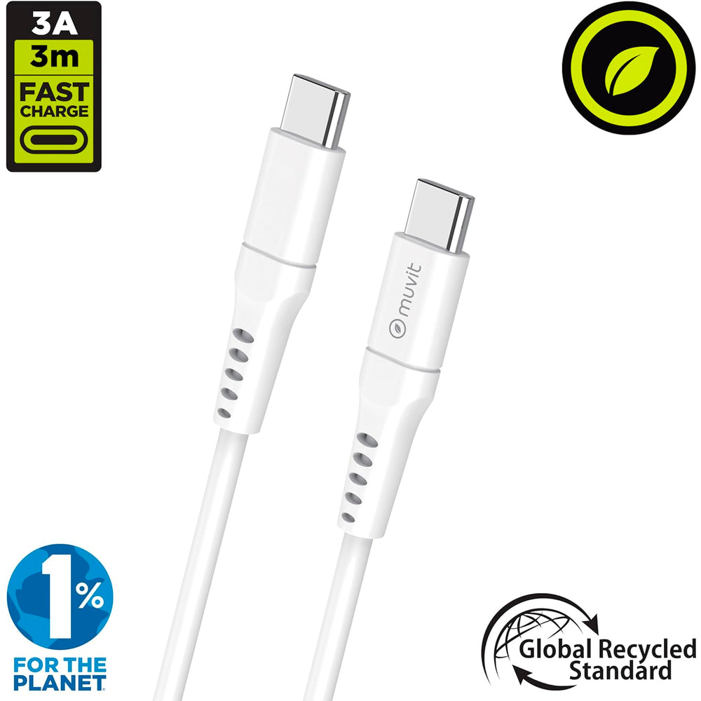 Cable Muvit for Change USB C/USB C 3M blanco