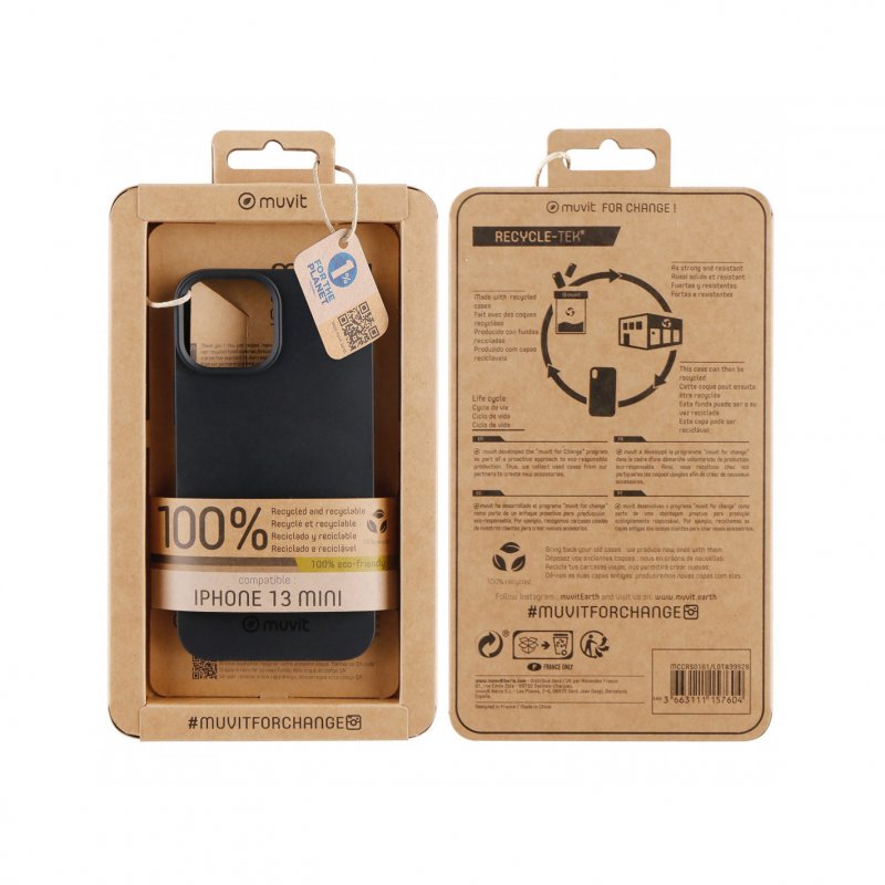 Funda Muvit for Change para Apple iPhone 13 Mini recycletek negra