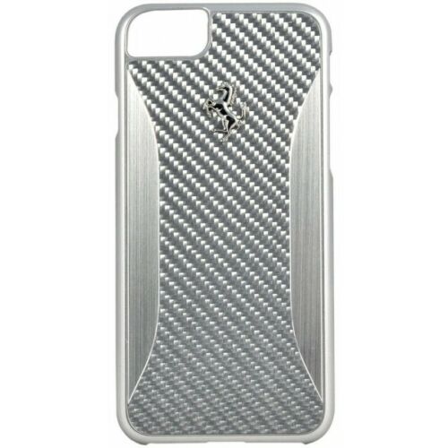 Funda rigida original Ferrari GT Carbon para Apple iPhone 7/8 Plata (NUEVA).