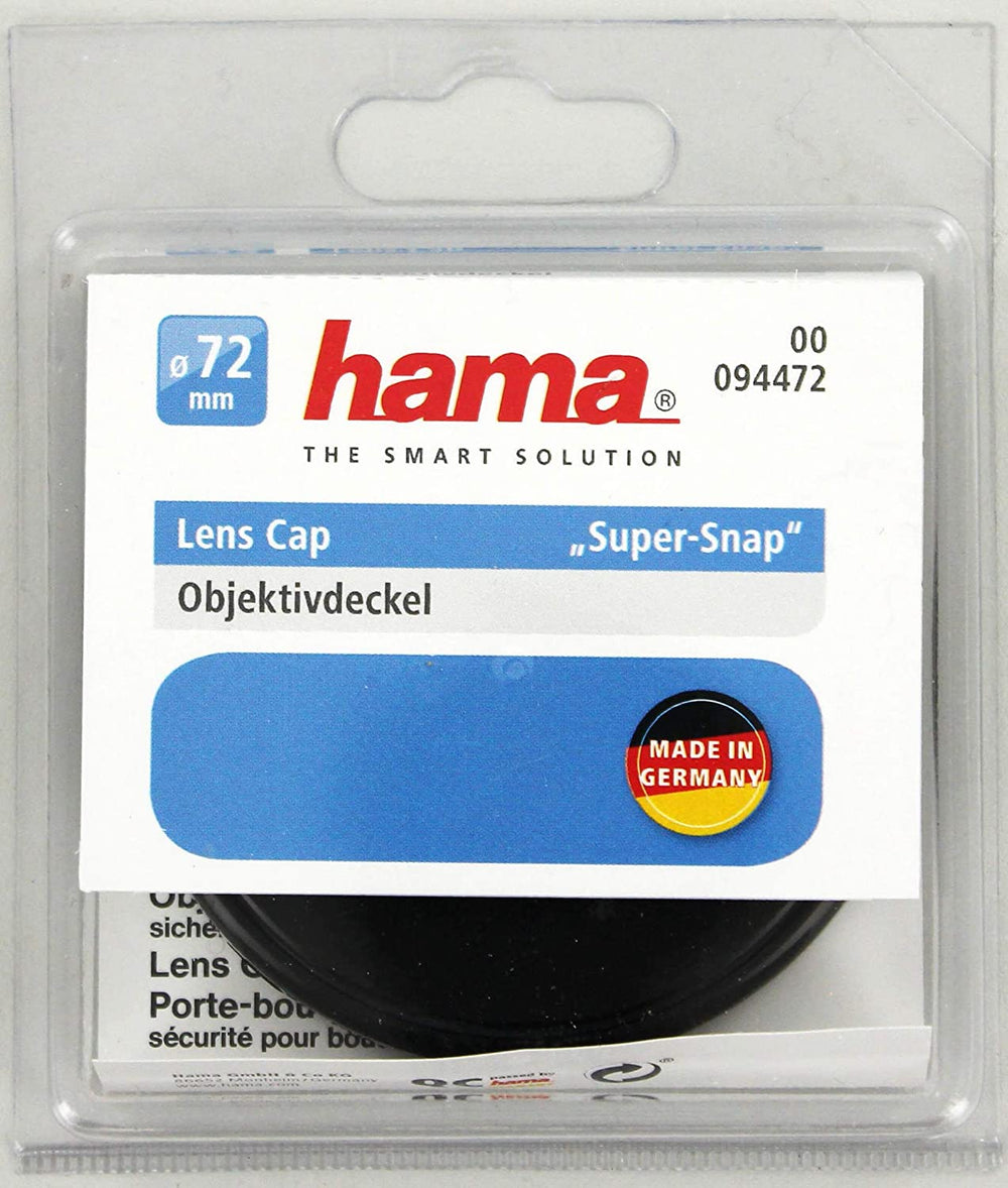 Tapa Hama para objetivo Super Snap para Push-on Mount de 72mm