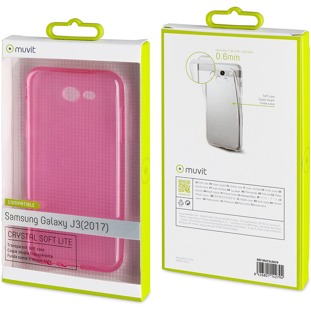 Funda Muvit Cristal Soft para Samsung Galaxy J3 2017 rosa.