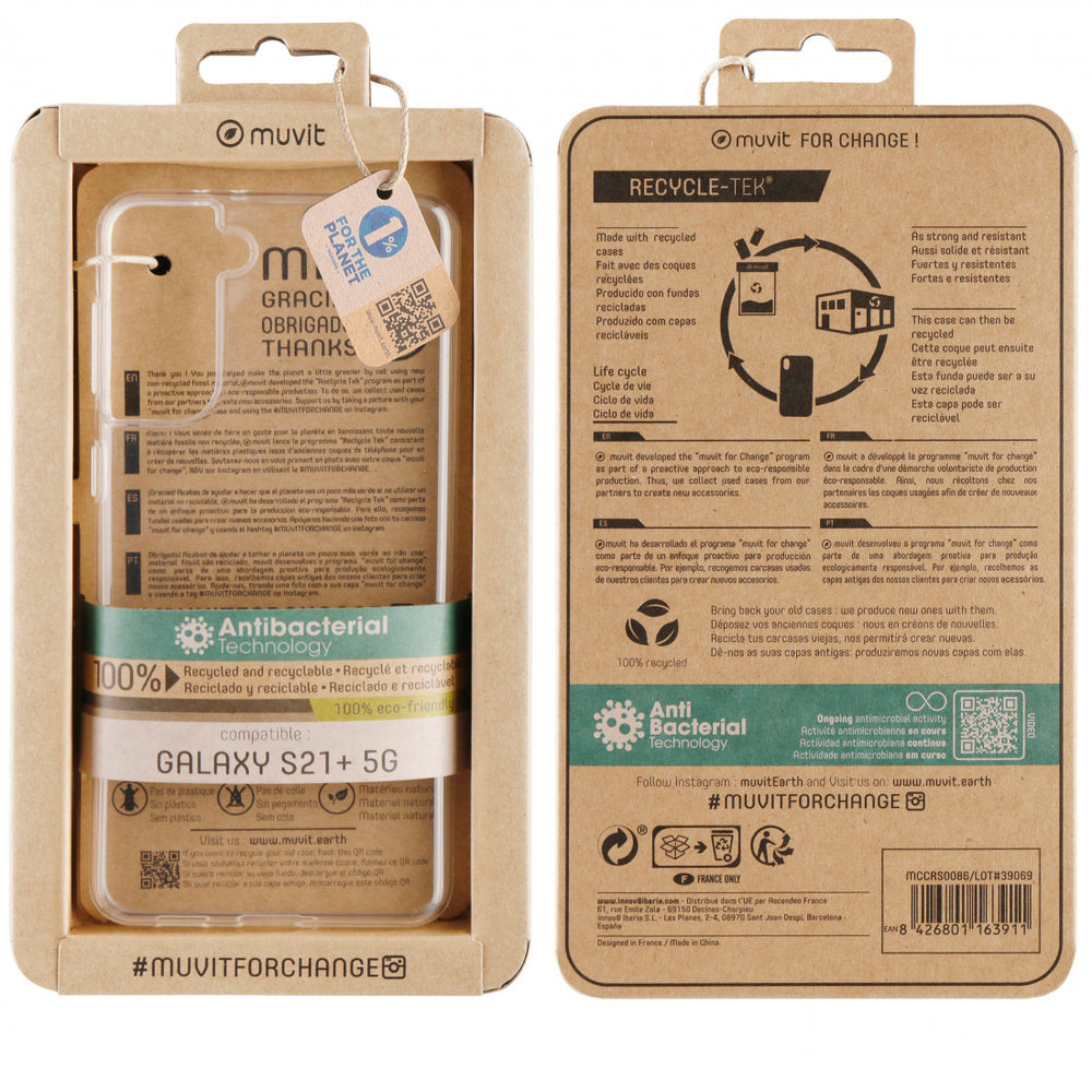 Funda Muvit for Change Samsung Galaxy S21 recycletek transparente antibacteriana