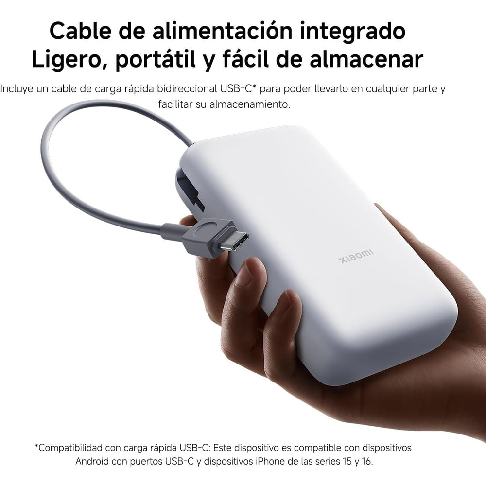 Power Bank Xiaomi 22.5W 20000mAh Cable Integrado Gris Oscuro