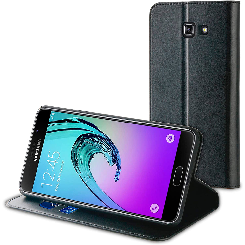 Funda Muvit Wallet Folio con función soporte negra para Samsung Galaxy A7 2016.