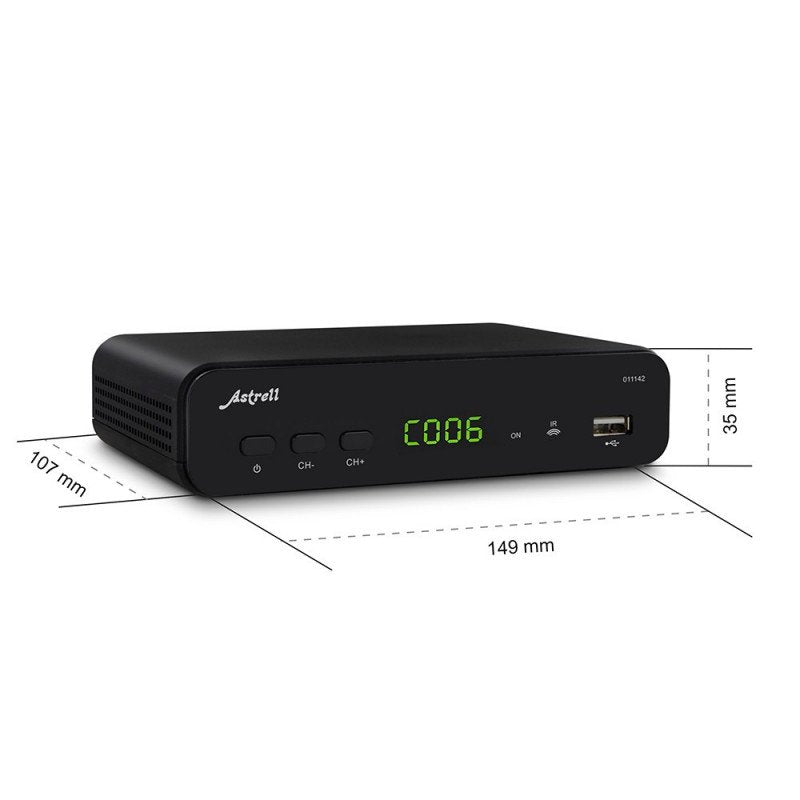 Decodificador Astrell 011142 DVB-T2 HEVC TNT negro Usado