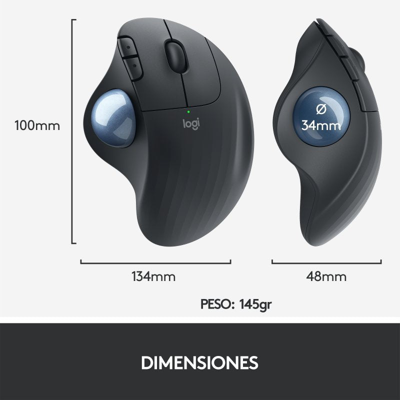 Ratón Logitech Ergo M575 Ratón Trackball Inalámbrico 2000DPI Gris