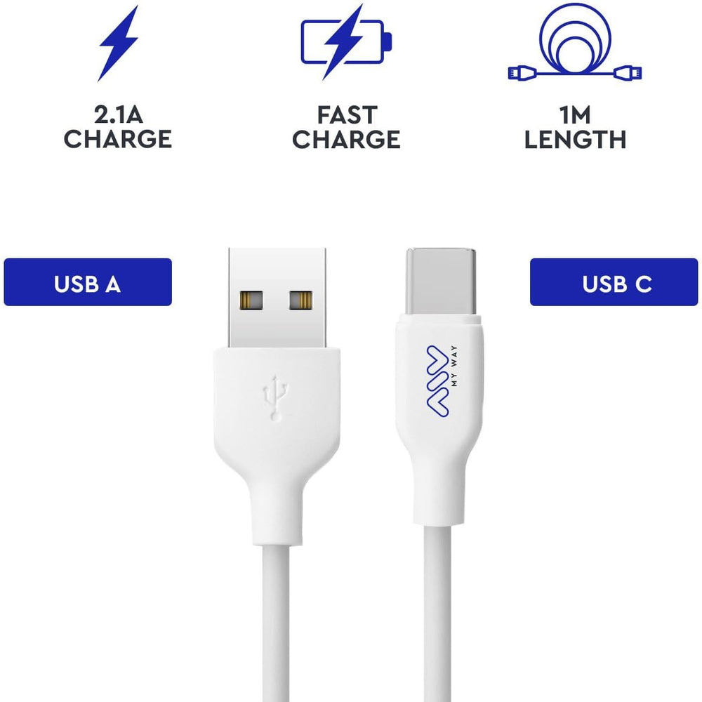 Cable Myway MWUSC0019 USB-Tipo C 2,1A de 1m carga rápida