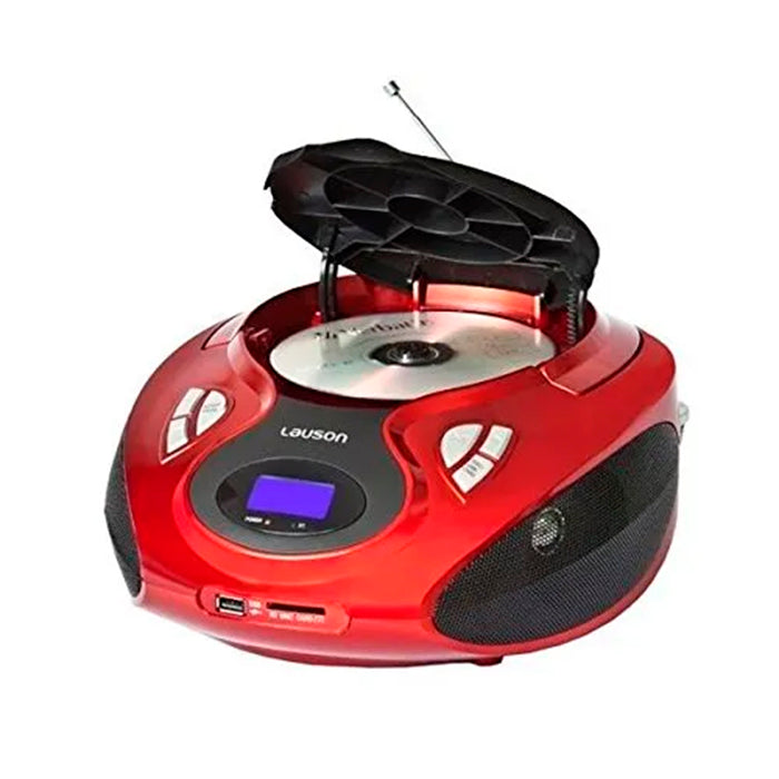 Reproductor CD Lauson CP429 Boombox FM/AM USB Lector de tarjetas SD rojo