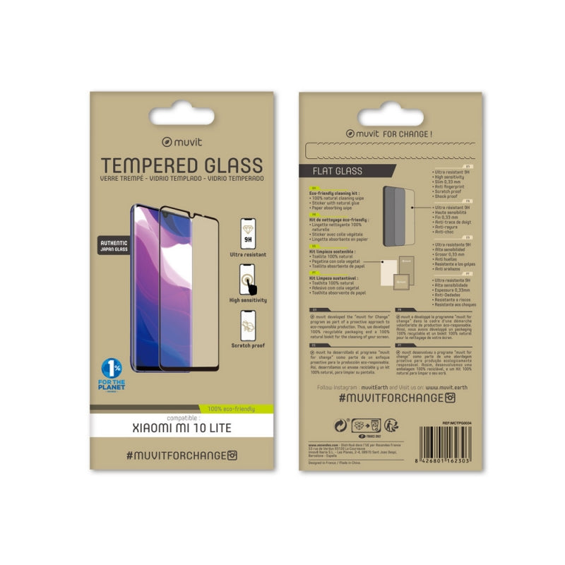 Protector pantalla Muvit for change Xiaomi Mi 10 Lite vidrio templado plano