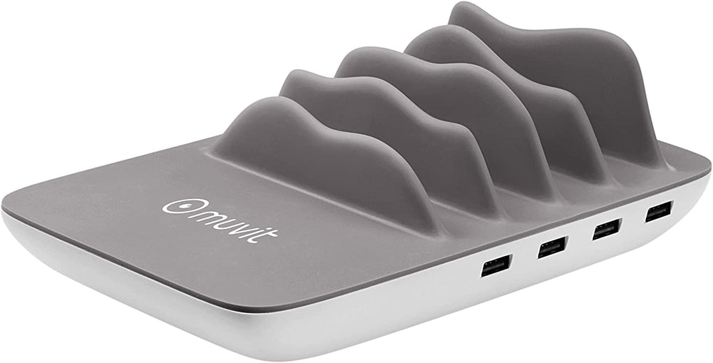 Base de Carga inalámbrica Muvit (4 USB 2A +Qi Wireless) Compatible Iphone 11/12.