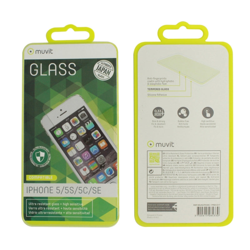 Protector de pantalla Muvit para Apple iPhone SE/5C/5S/5 vidrio templado plano.